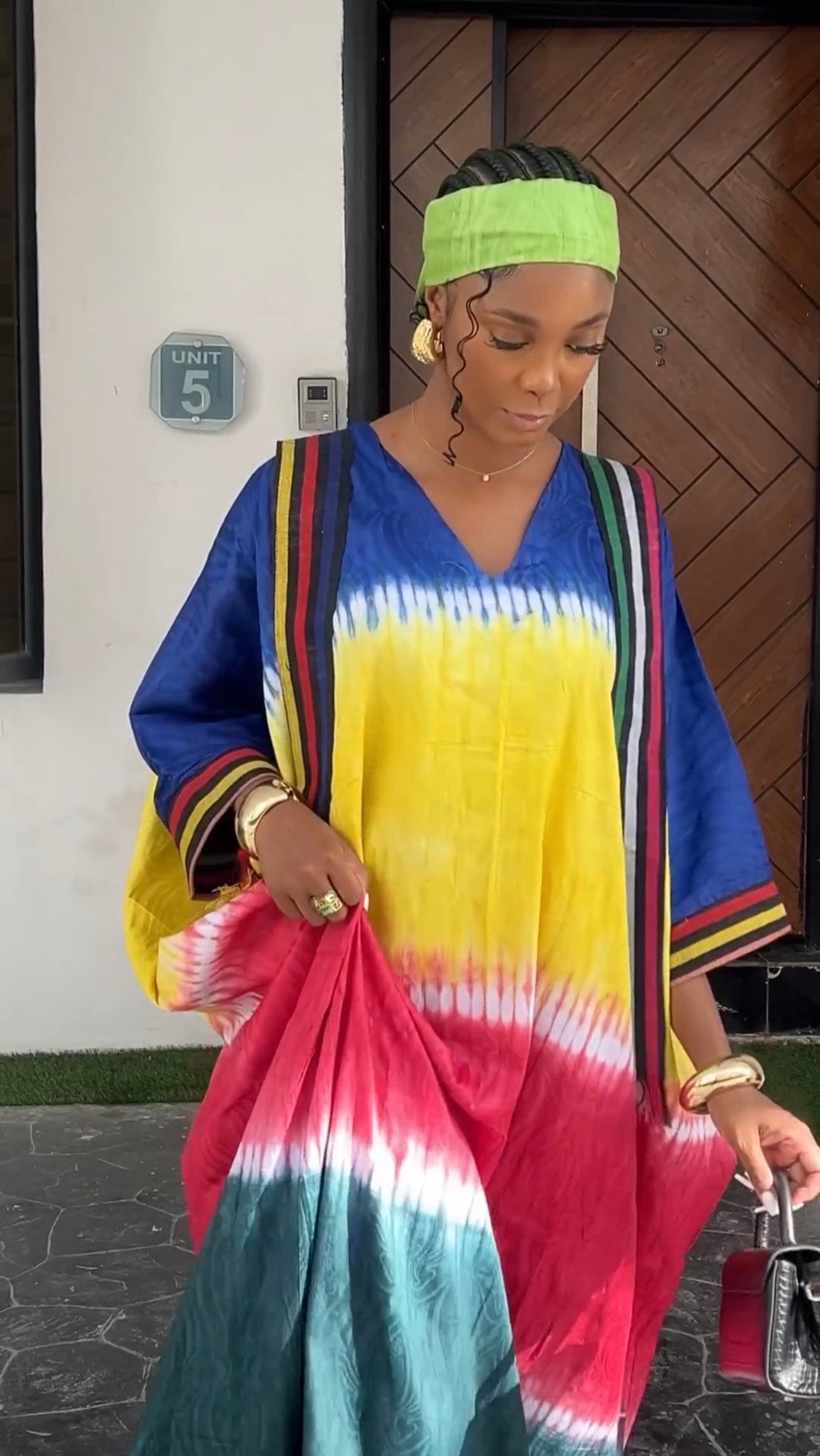 Handmade African Adire Cotton Kaftan Dress | Tie Dye Boubou