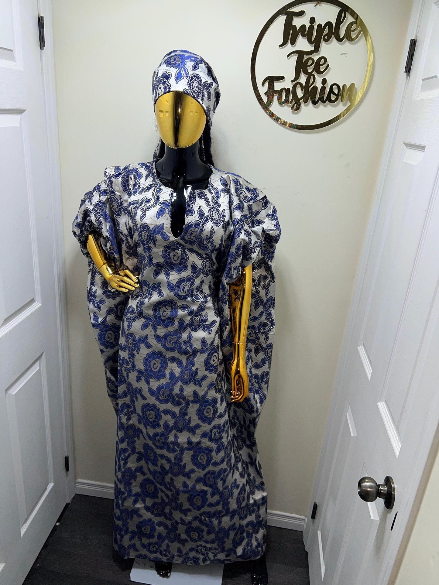 Brocade Boubou Kaftan with Matching Scarf | African Party Dress