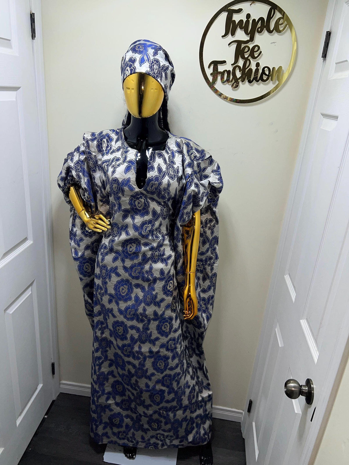 Brocade Boubou Kaftan with Matching Scarf | African Party Dress