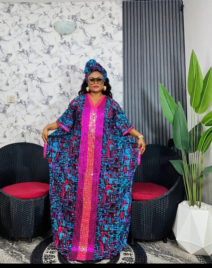 Handmade Ankara Beaded Boubou Dress | African Kaftan
