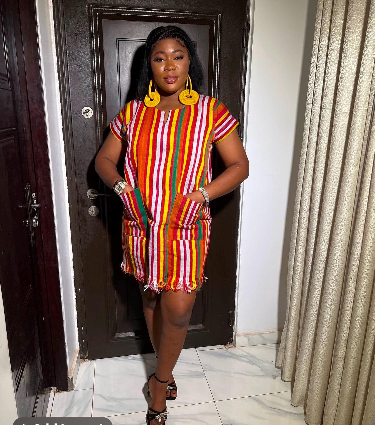 African Aso oke dress| Short danshiki | Kaftan| African wear | Nigerian made | Party dress