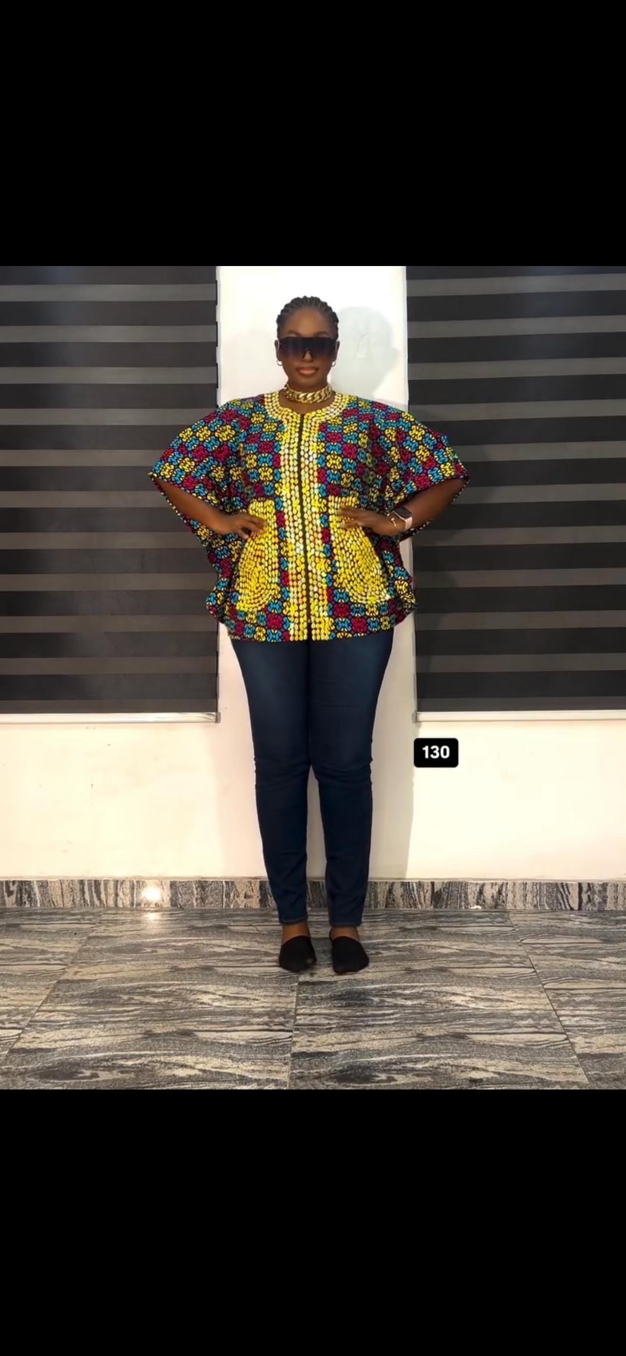 Hand-Beaded Ankara Blouse | 100% Cotton African Top