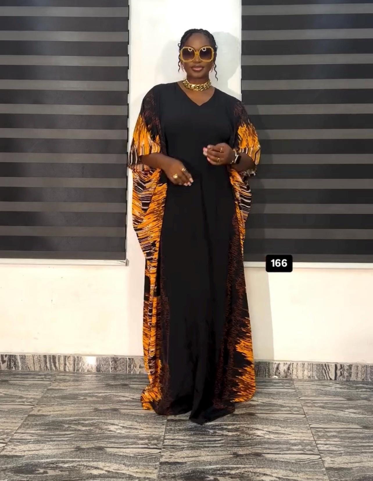 African Print Crepe Kaftan | Nigerian Boubou Dress