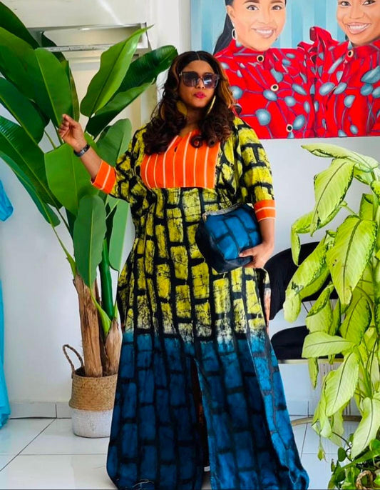 African Adire Batik Boubou dress |Inner belt bubu Kaftan| Handmade African print dress | Nigerian made | Tie and Dye | Rich aunty| Ankara
