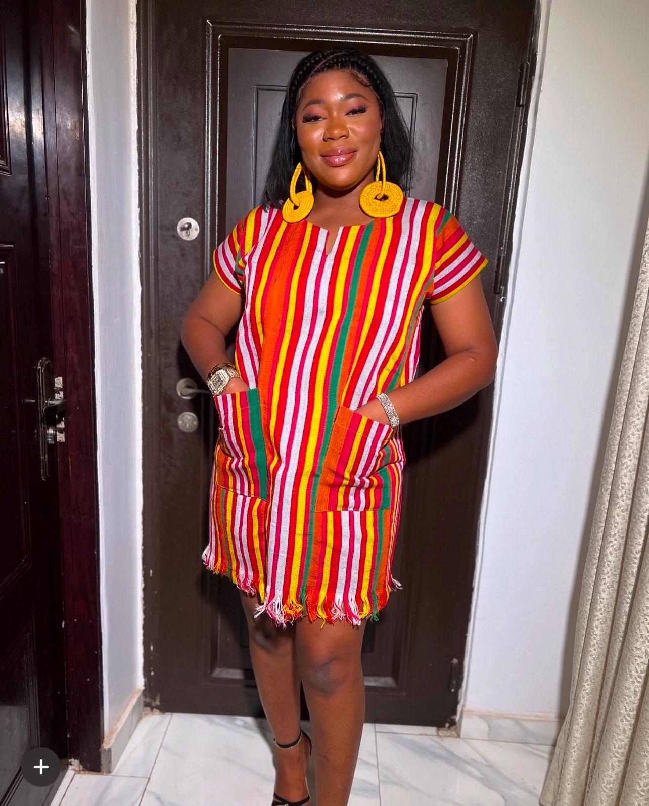 African Aso oke dress| Short danshiki | Kaftan| African wear | Nigerian made | Party dress