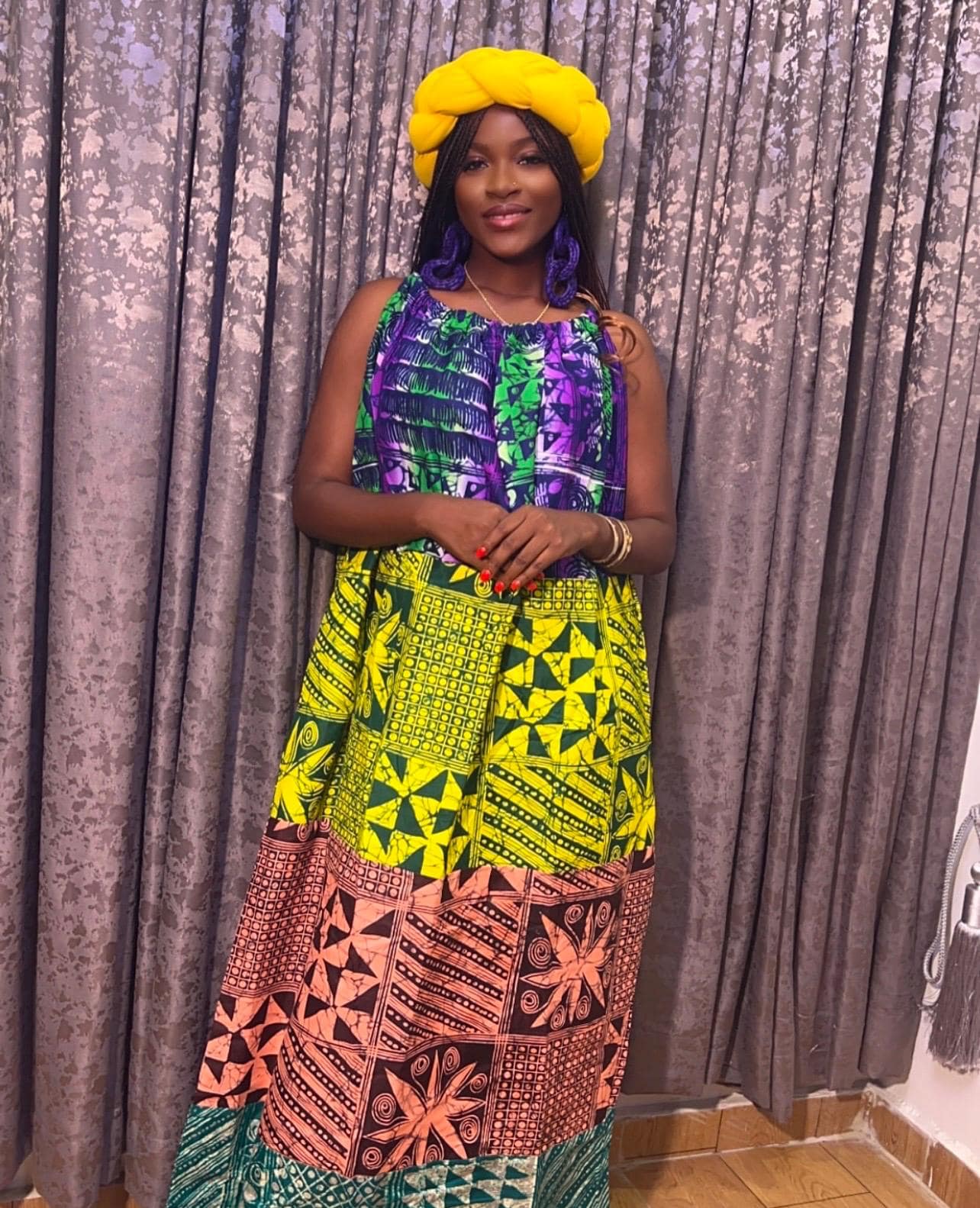 African Print Adire Batik Kaftan Dress | Handmade Nigerian Boubou