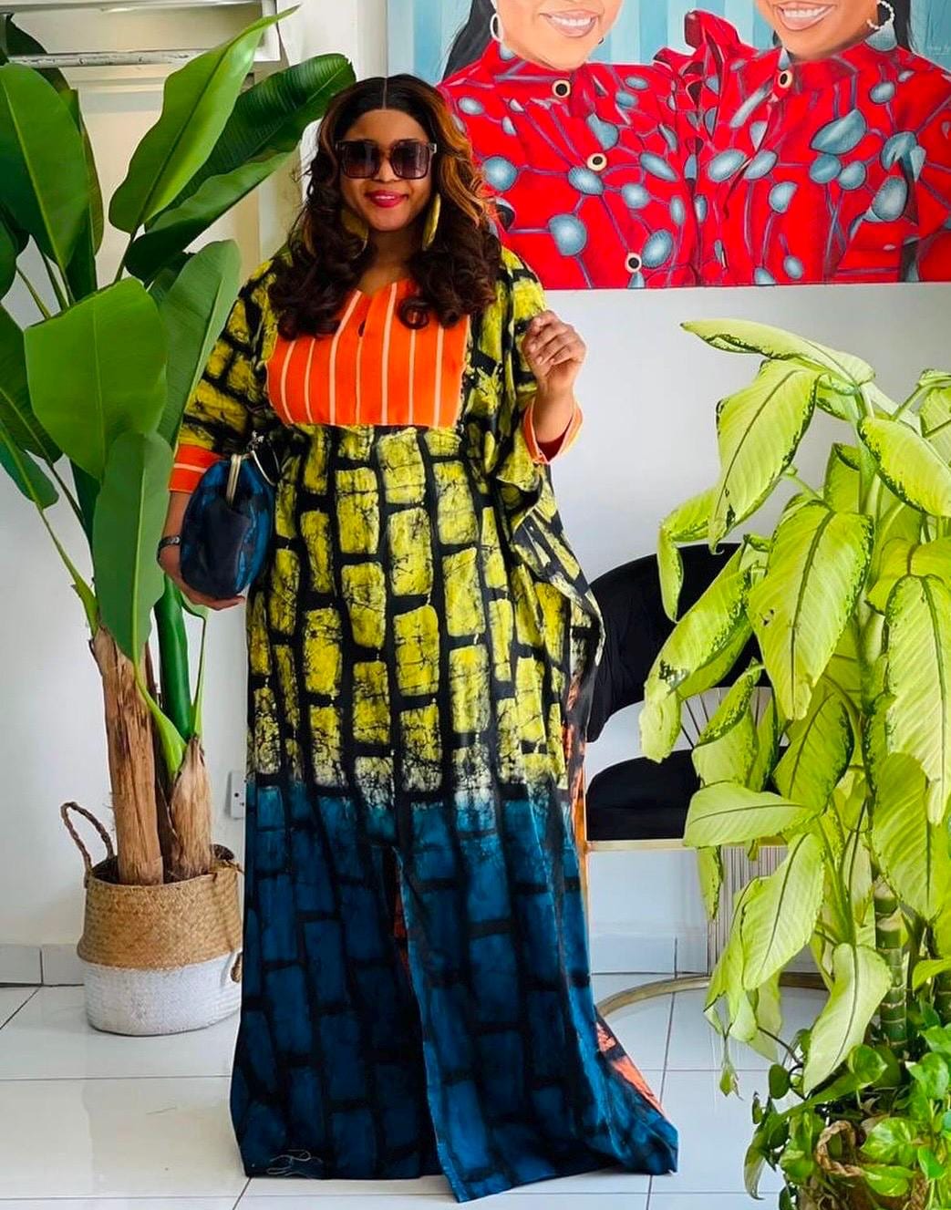 African Adire Batik Boubou dress |Inner belt bubu Kaftan| Handmade African print dress | Nigerian made | Tie and Dye | Rich aunty| Ankara