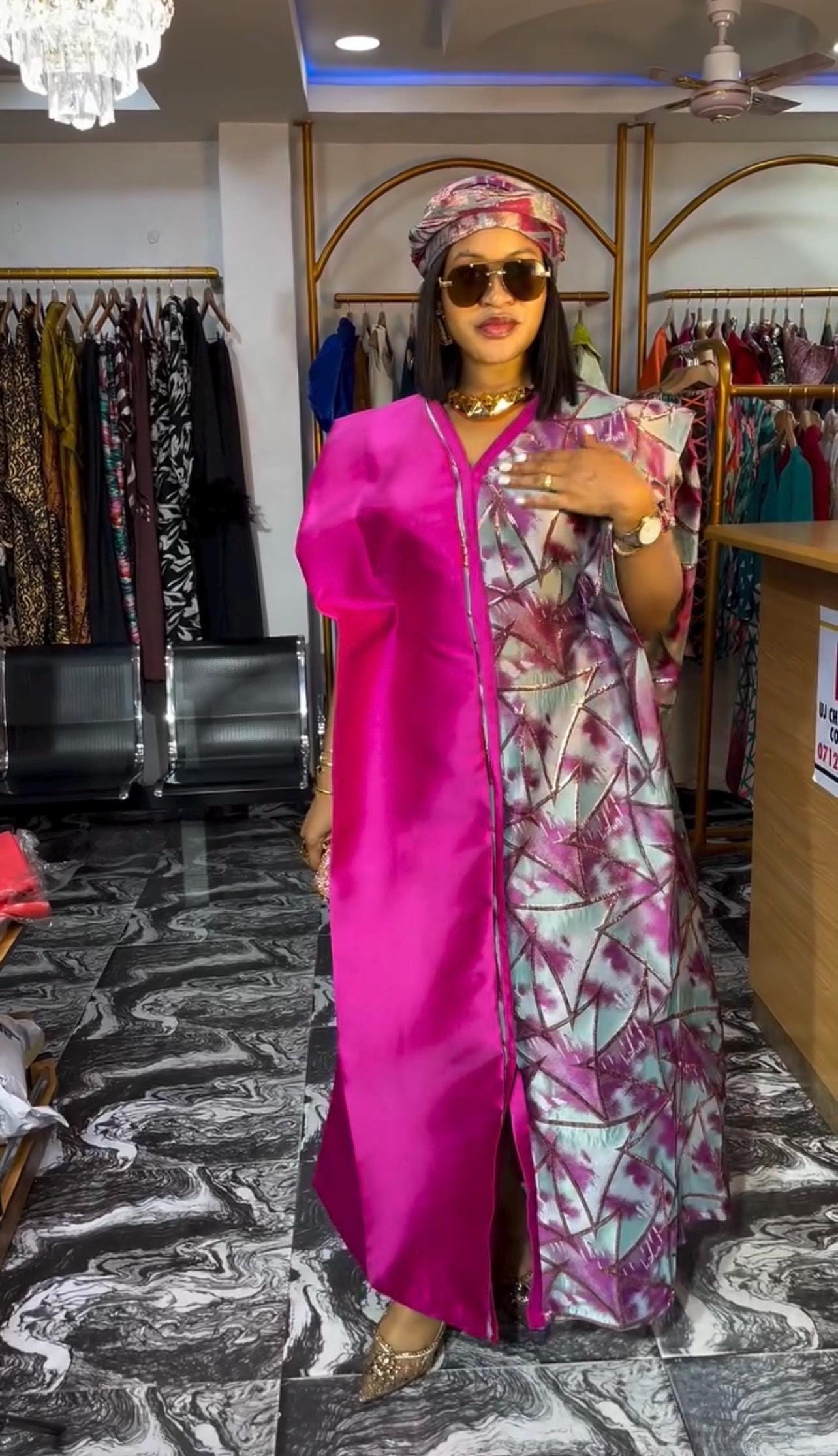 Mikado Brocade Boubou Kaftan | Nigerian Dress, One Size