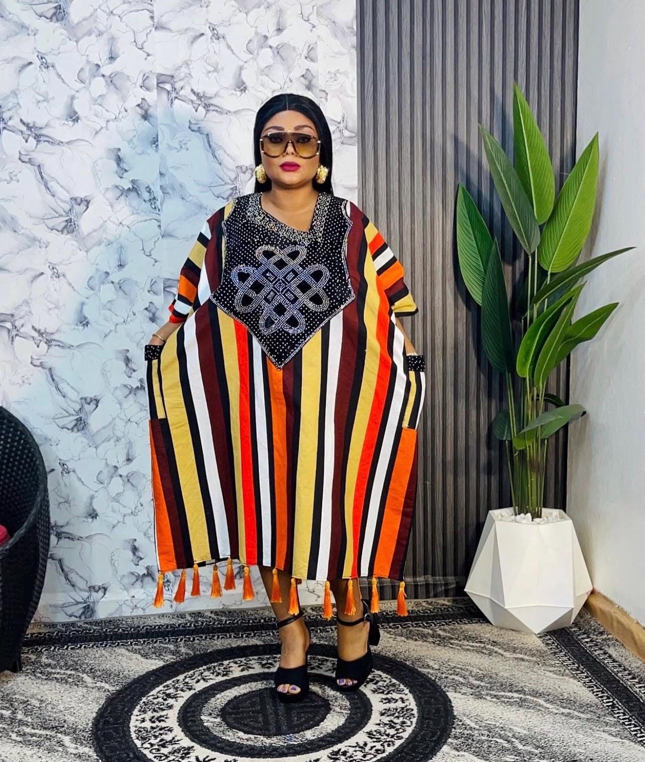 African Print Kaftan Dress | Adire Short Danshiki, Ankara Cotton