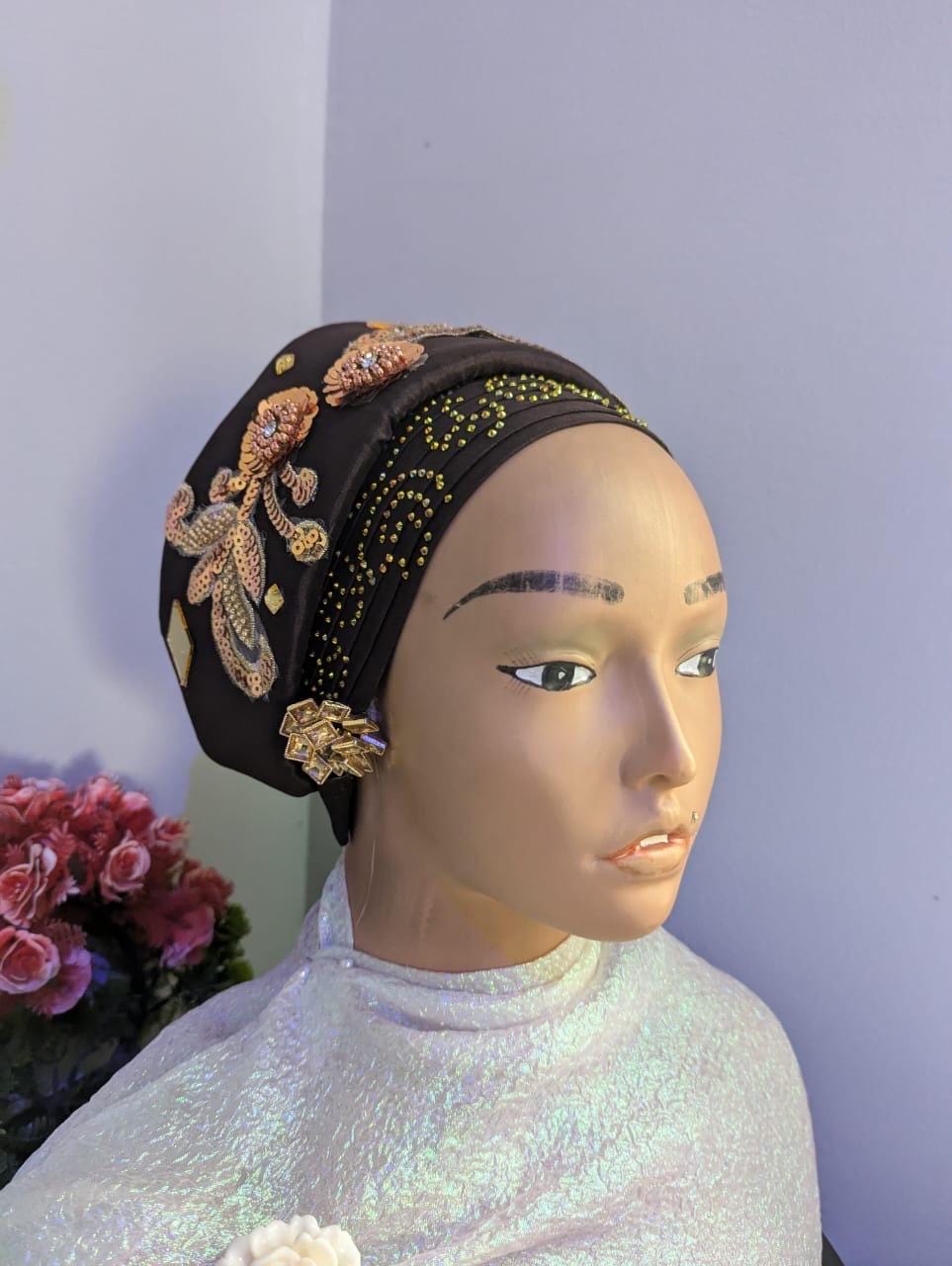 Luxury Turban Hat for Ladies| Pre tied Hat| Pre styled Head Tie| Ready To Wear Turban Headtie| African Auto cap| Muslim Women| Ramadan