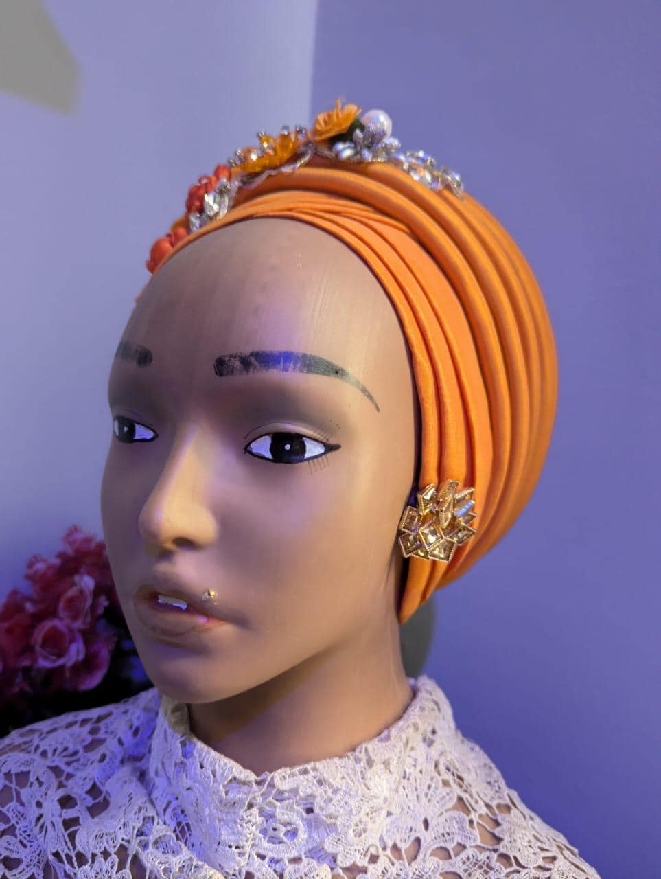 Luxury Floral Turban Hat | Pre-Tied Headtie for Women