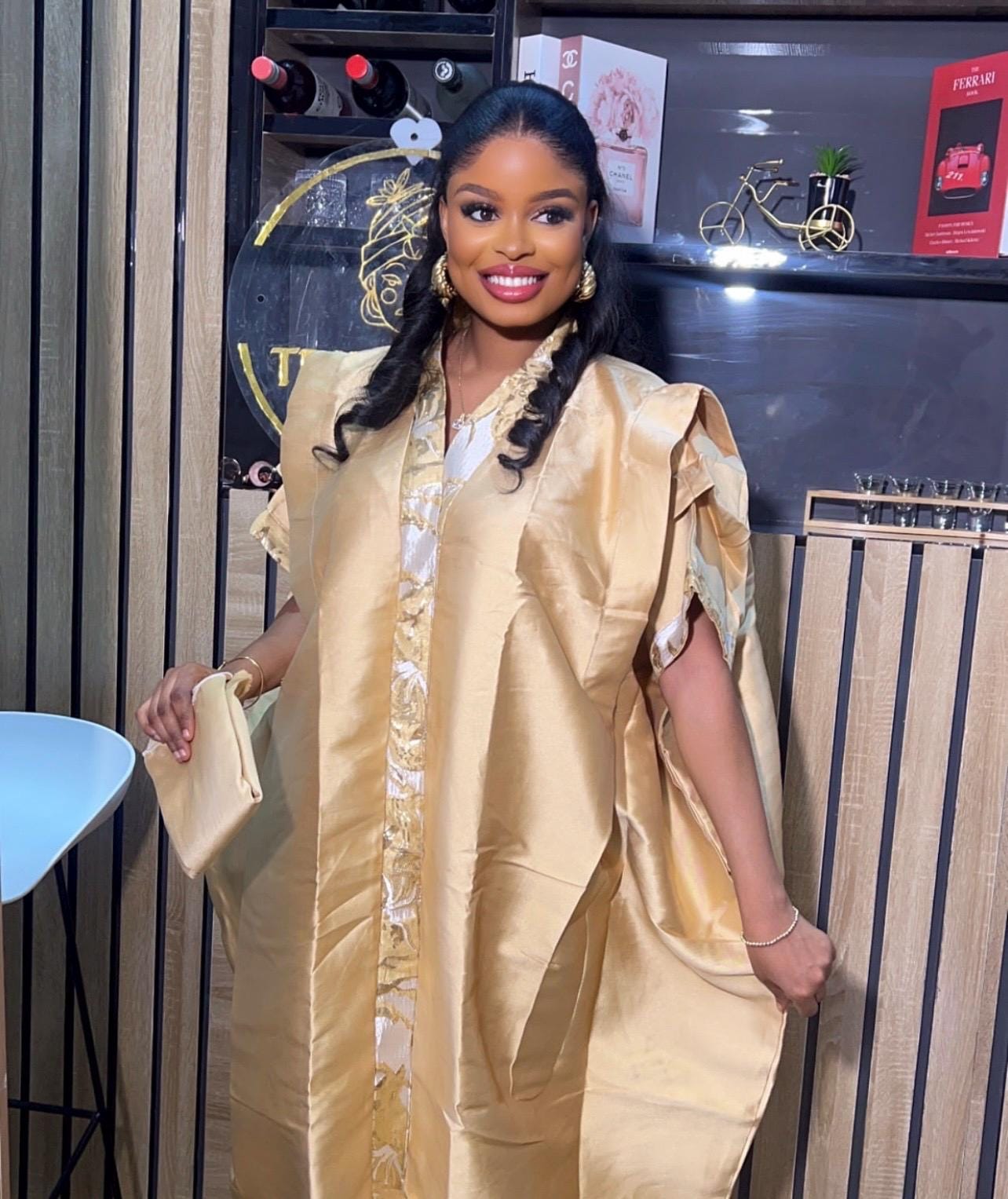 African Mikado Brocade Boubou | Kaftan Dress With Scarf