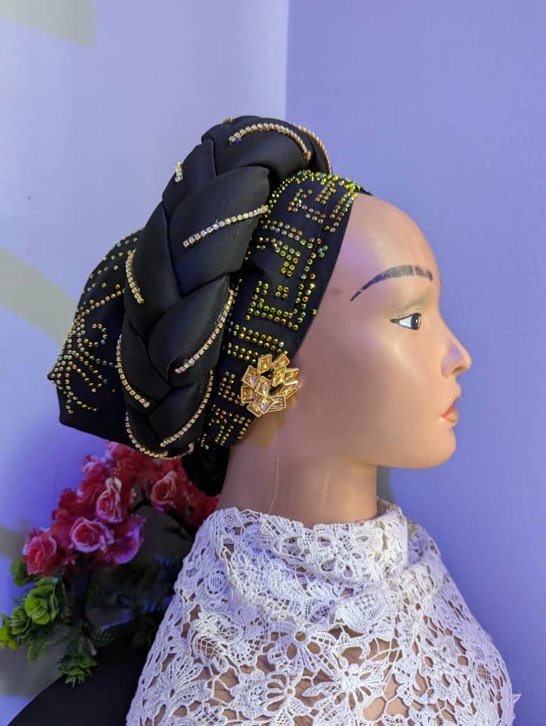 Luxury Duchess Silk Turban Hat | Pre-tied Crystal Headtie