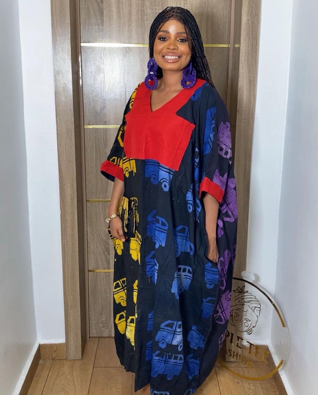 Handmade African Adire Batik Boubou Dress | Nigerian Kaftan
