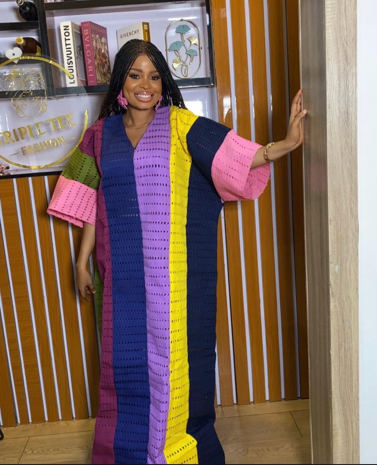 Aso Oke Boubou Kaftan – African Maxi Dress | Rich Auntie Style | African Bride| One Size Fits Most | Handmade Nigerian Fashion | Wedding