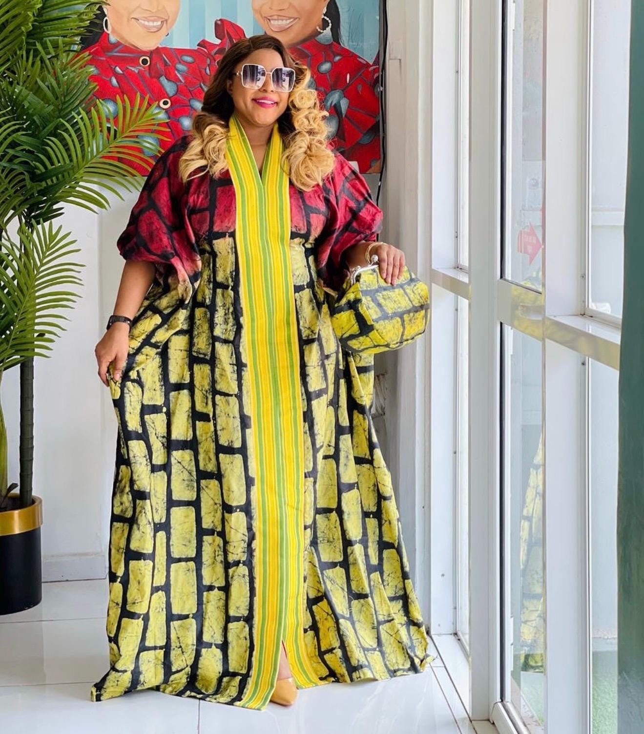 African Adire Batik Boubou dress |Inner belt bubu Kaftan| Handmade African print dress | Nigerian made | Tie and Dye | Rich aunty| Ankara