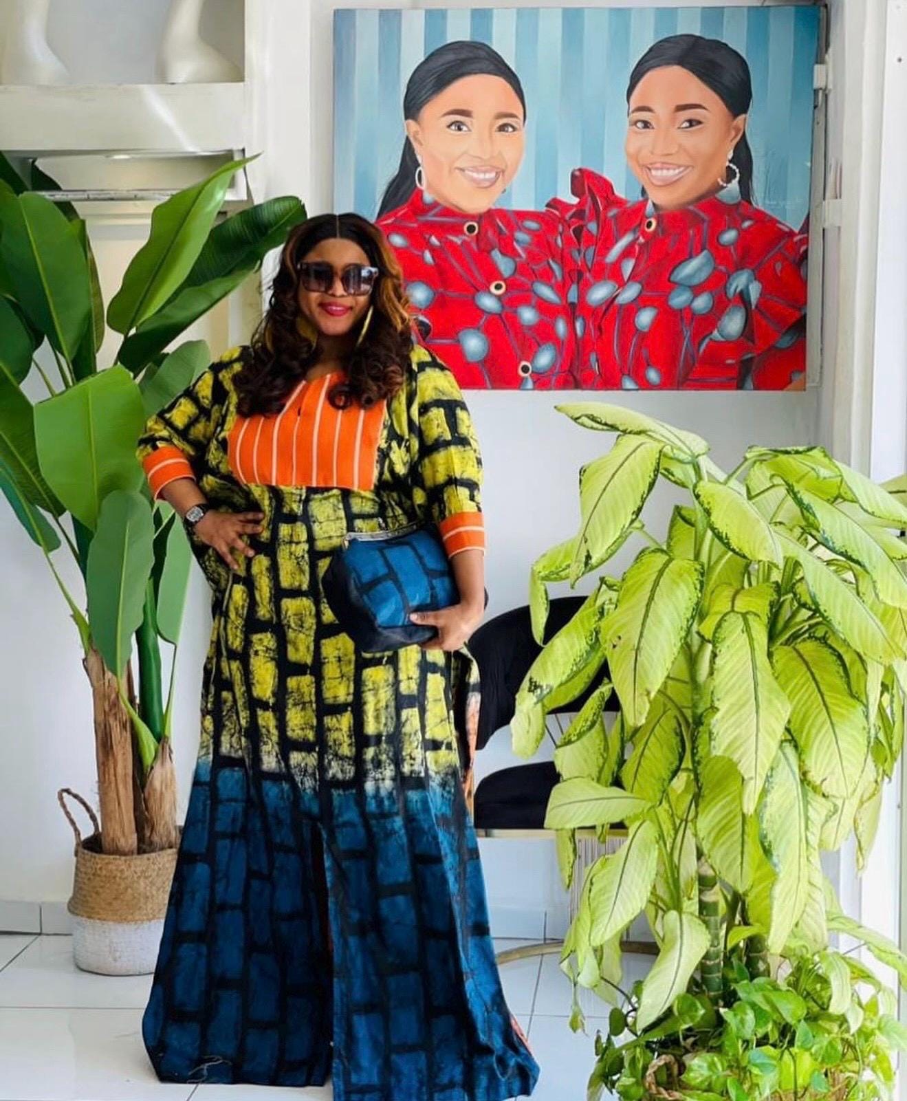 African Adire Batik Boubou dress |Inner belt bubu Kaftan| Handmade African print dress | Nigerian made | Tie and Dye | Rich aunty| Ankara