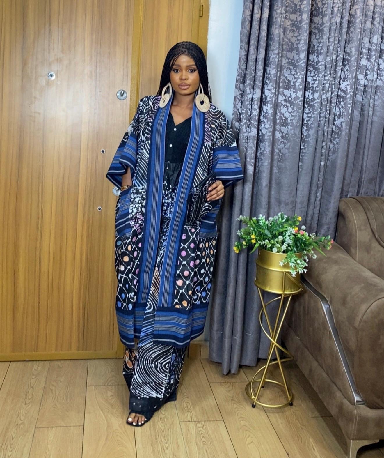 African Adire dress and trouser | danshiki | Kaftan| African print dress | Nigerian made | Wedding Party dress| Boubou | Rich aunty vibes