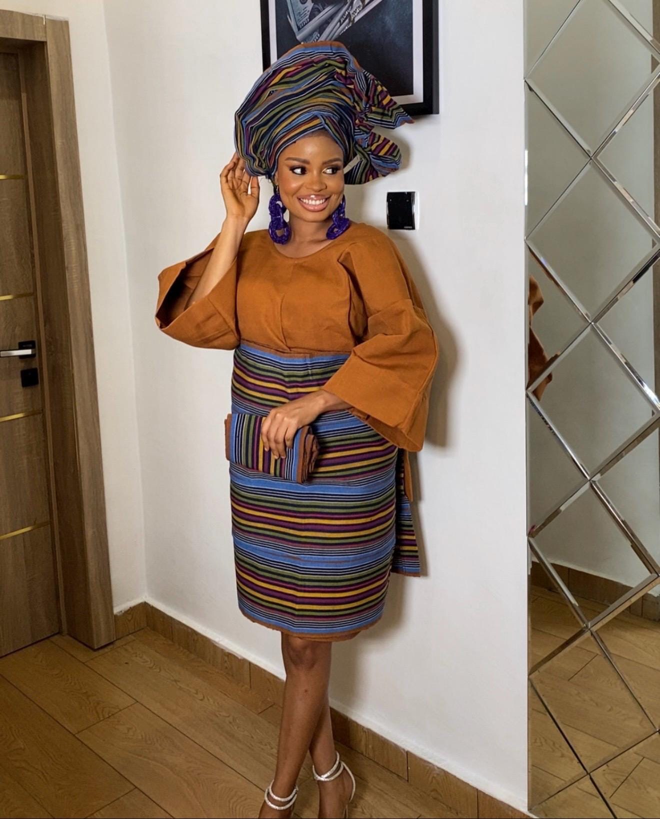African aso oke | Nigerian bride outfit| Rich aunty | Authentic Aso Oke “Oleku” Set – Blouse, Wrapper & Auto Gele | African Bride| Birthday