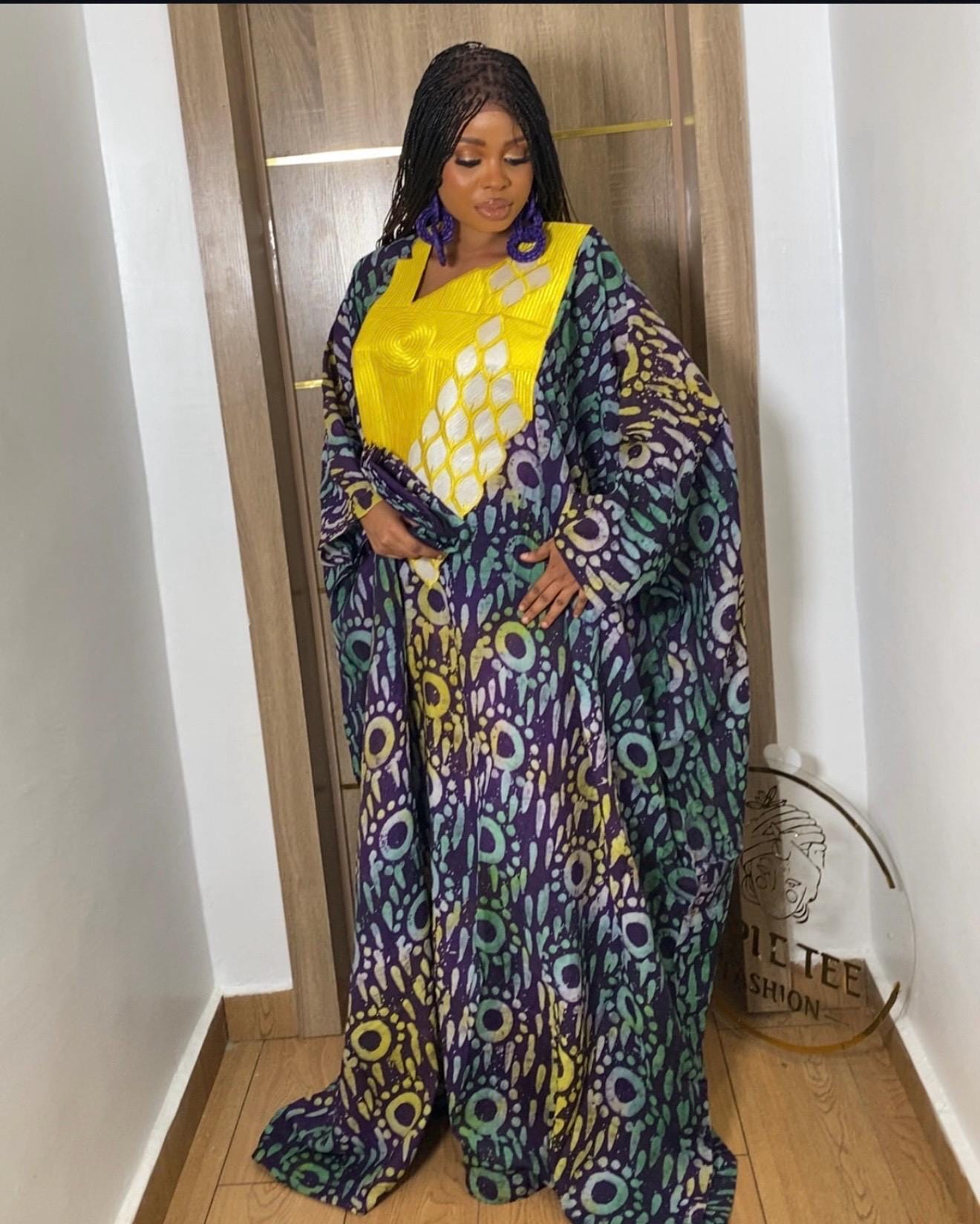 African Adire Batik Boubou Embroidery dress | Handmade African print dress | Nigerian made | Tie and Dye | Rich aunty| Ankara