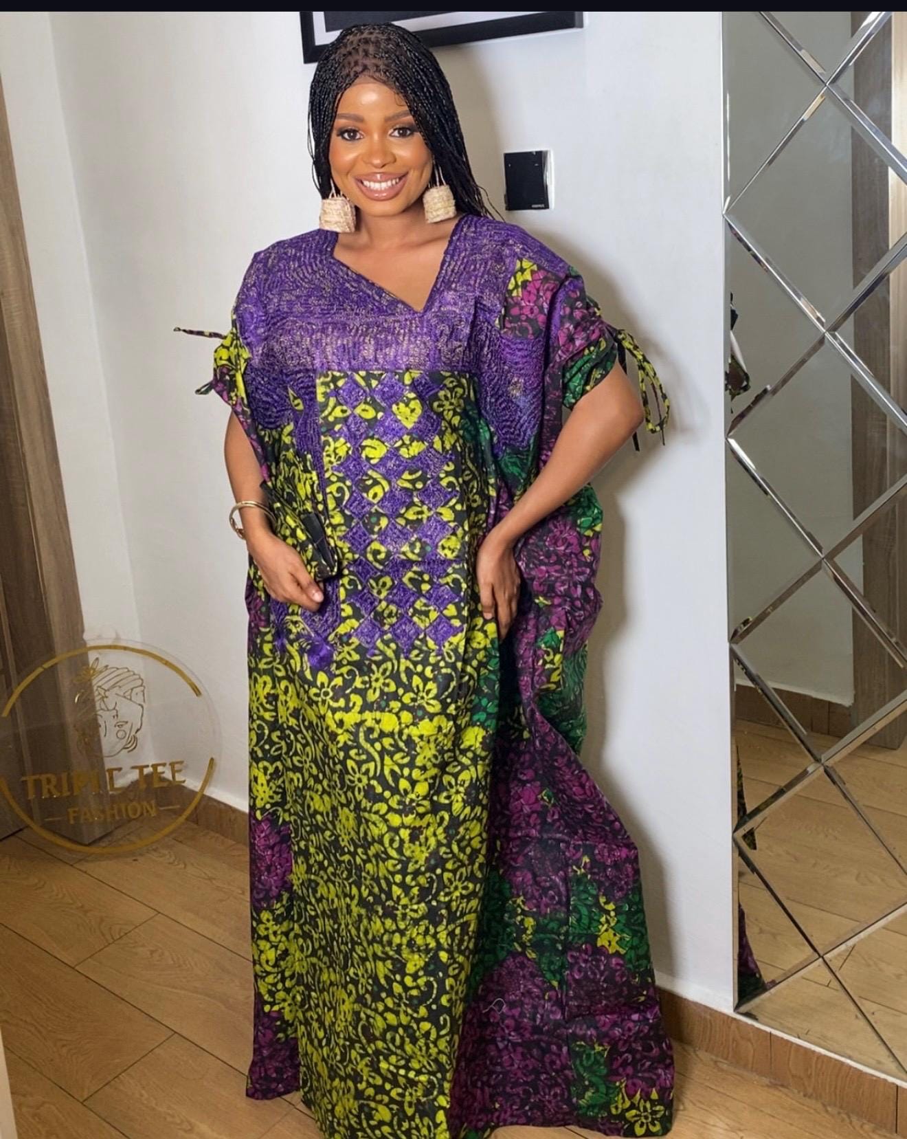 Handmade African Adire Batik Boubou Dress | Tinko Embroidery