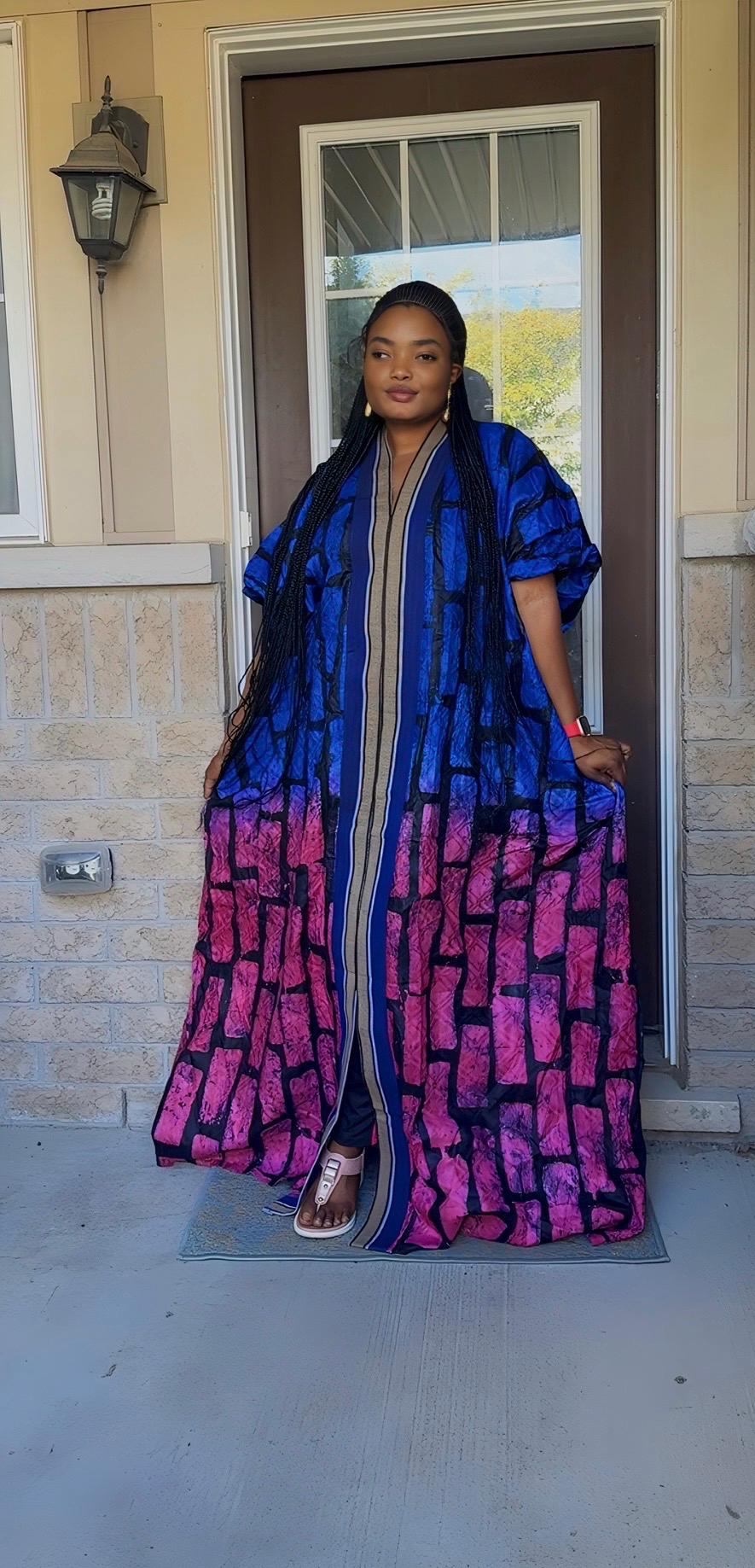 African Adire Batik Boubou dress |Inner belt bubu Kaftan| Handmade African print dress | Nigerian made | Tie and Dye | Rich aunty| Ankara