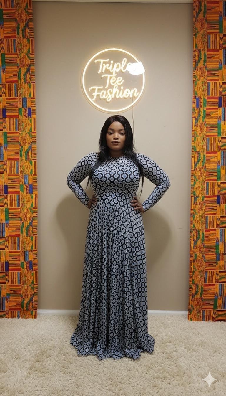 Bloom Mesh Maxi Dress – African-Inspired Floral Elegance | Sizes 12 & 14 | Triple Tee Fashion