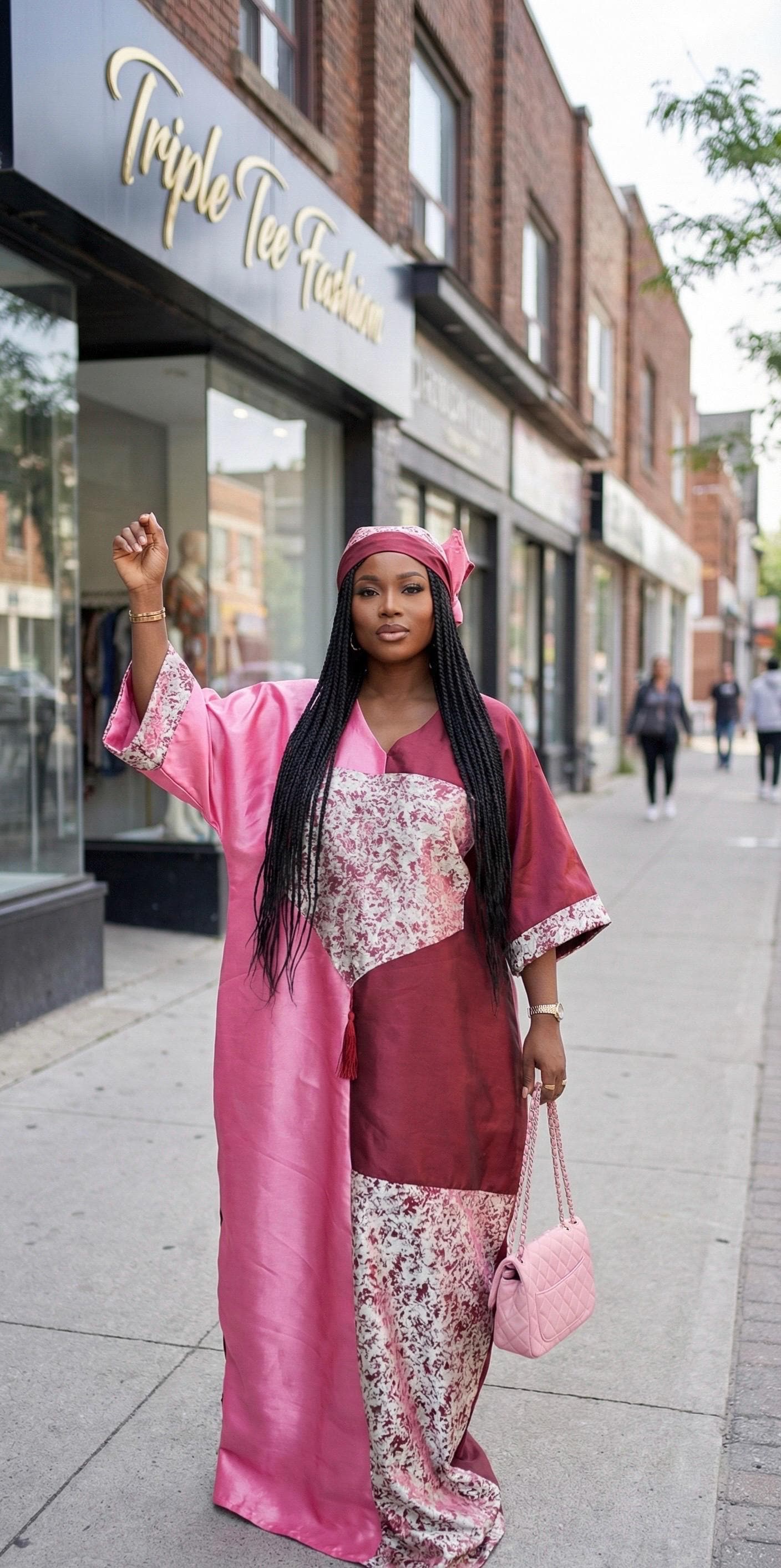African Mikado Kaftan Dress | Brocade Damask, One Size