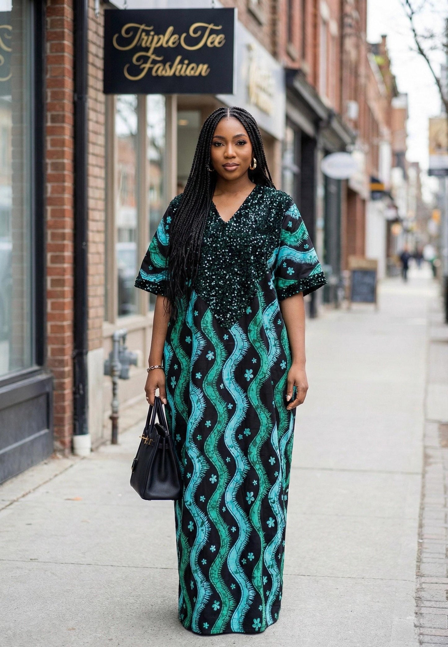 African Adire Bubu Dress | Ankara Long Kaftan, Party Gown