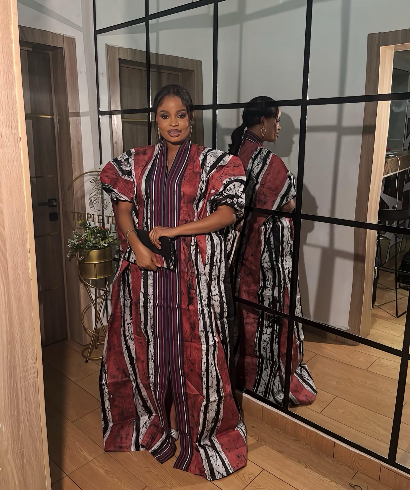 Handmade African Adire Batik Kaftan Dress | Nigerian Boubou
