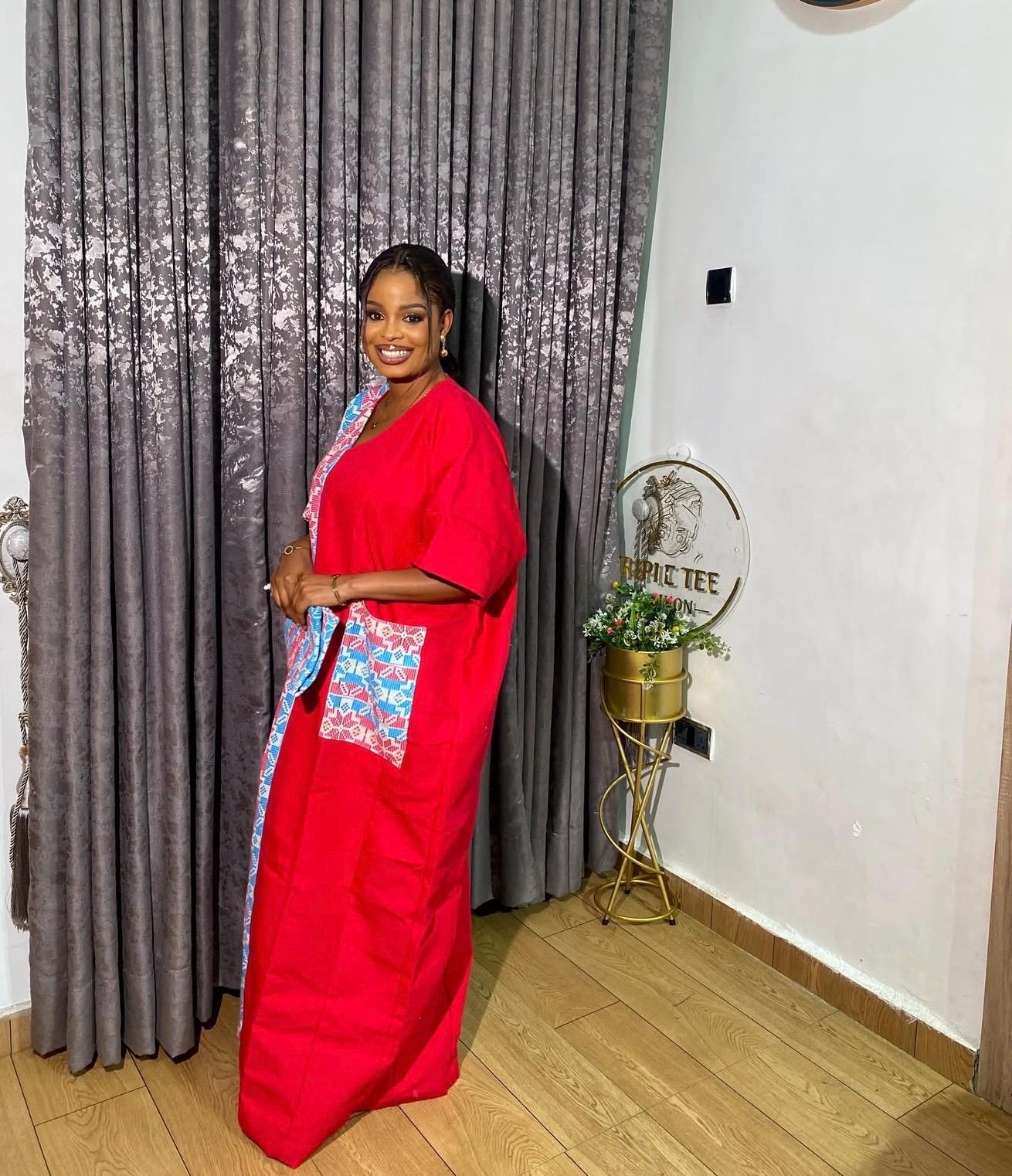 Akwete Aso Oke Boubou Dress with Scarf | African Kaftan, Traditional Nigerian Wear