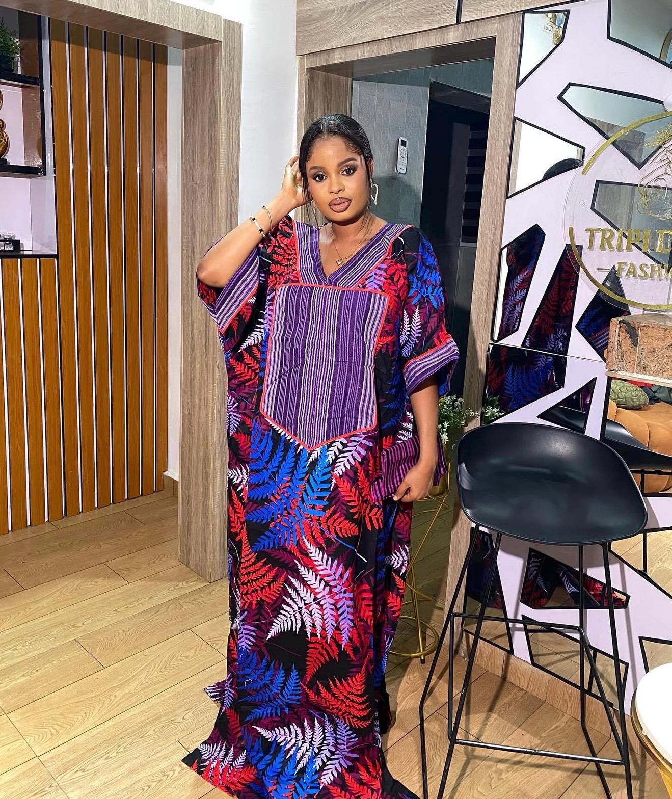 Handmade Ankara Kaftan Dress | African Print Boubou with Headtie