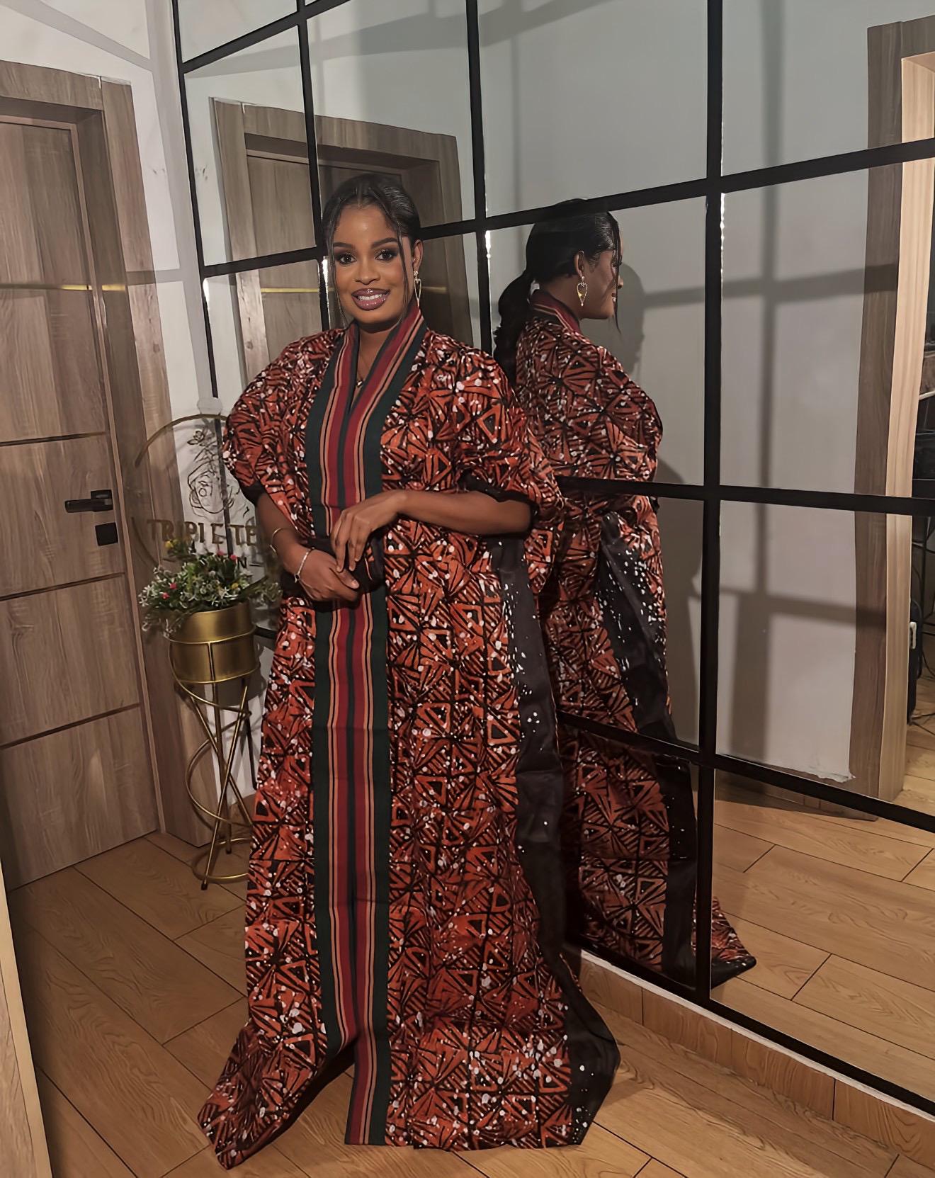Handmade African Adire Batik Kaftan Dress | Nigerian Boubou