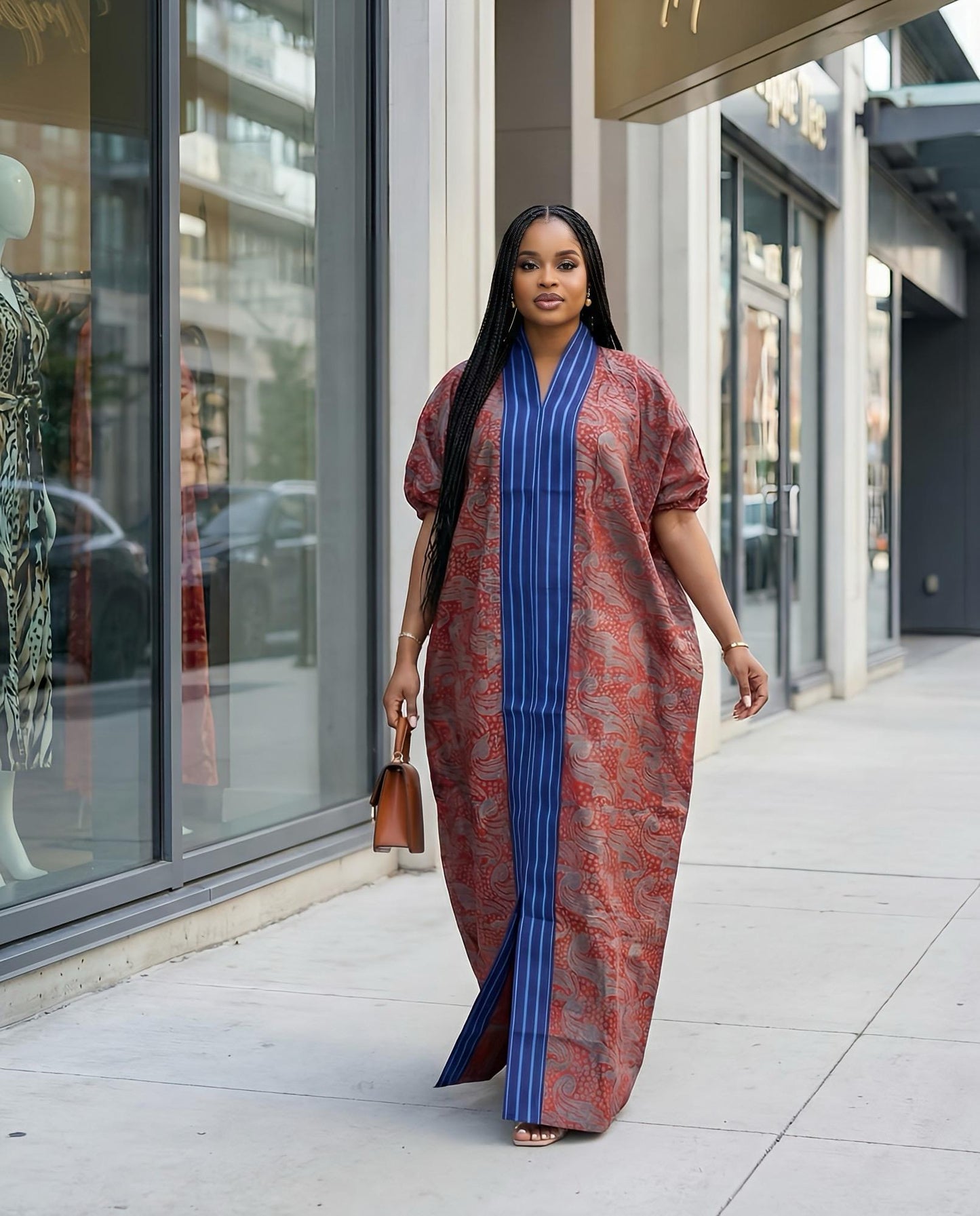 Handmade African Adire Batik Kaftan Dress | Nigerian Boubou