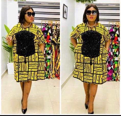 African Ankara short Dress | Nigerian Boubou Kaftan, Cotton