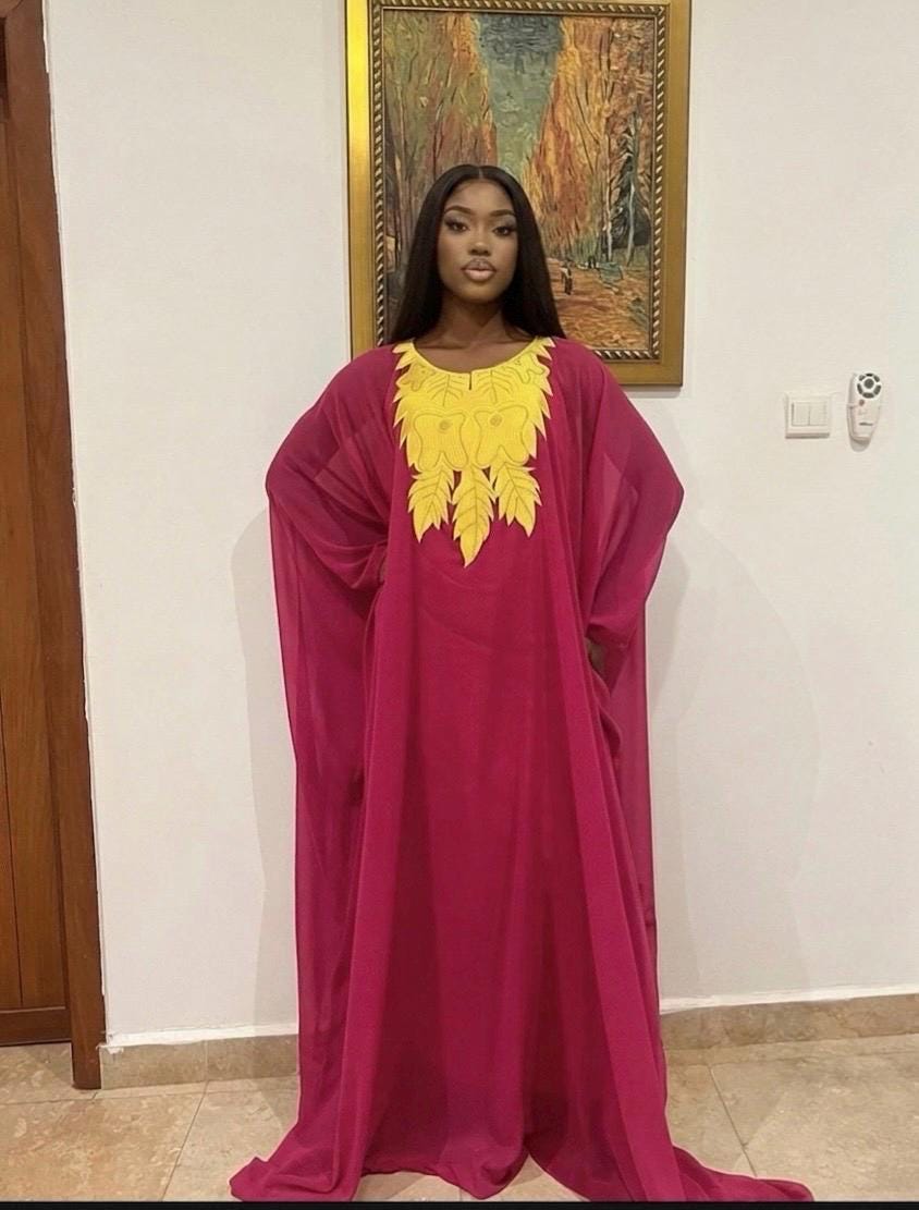 Embroidered African Kaftan Dress | Organdy Bubu, One Size