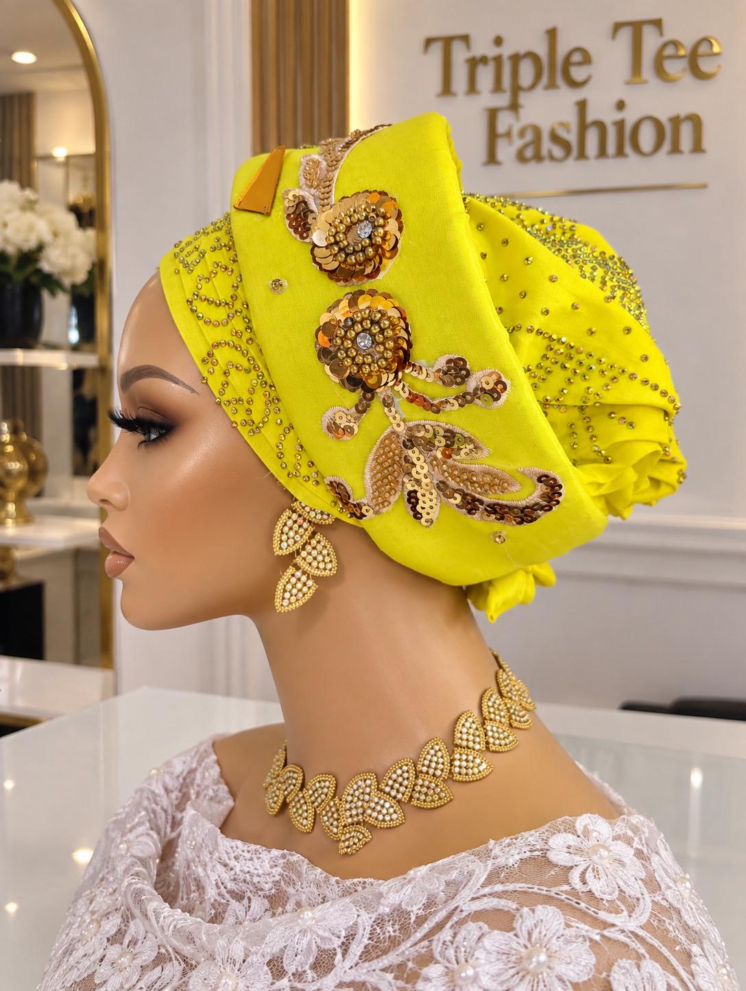Luxury Duchess Silk Turban Hat | Pre-tied, Crystal Embellished