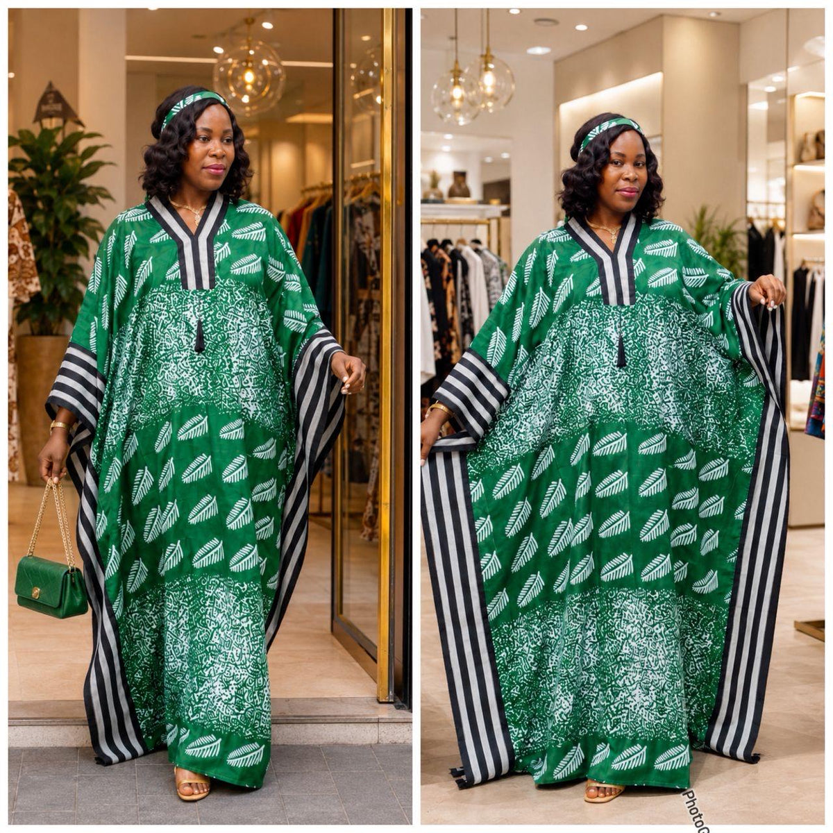 Handmade Ankara Brocade Kaftan Dress | African Print Boubou with scarf
