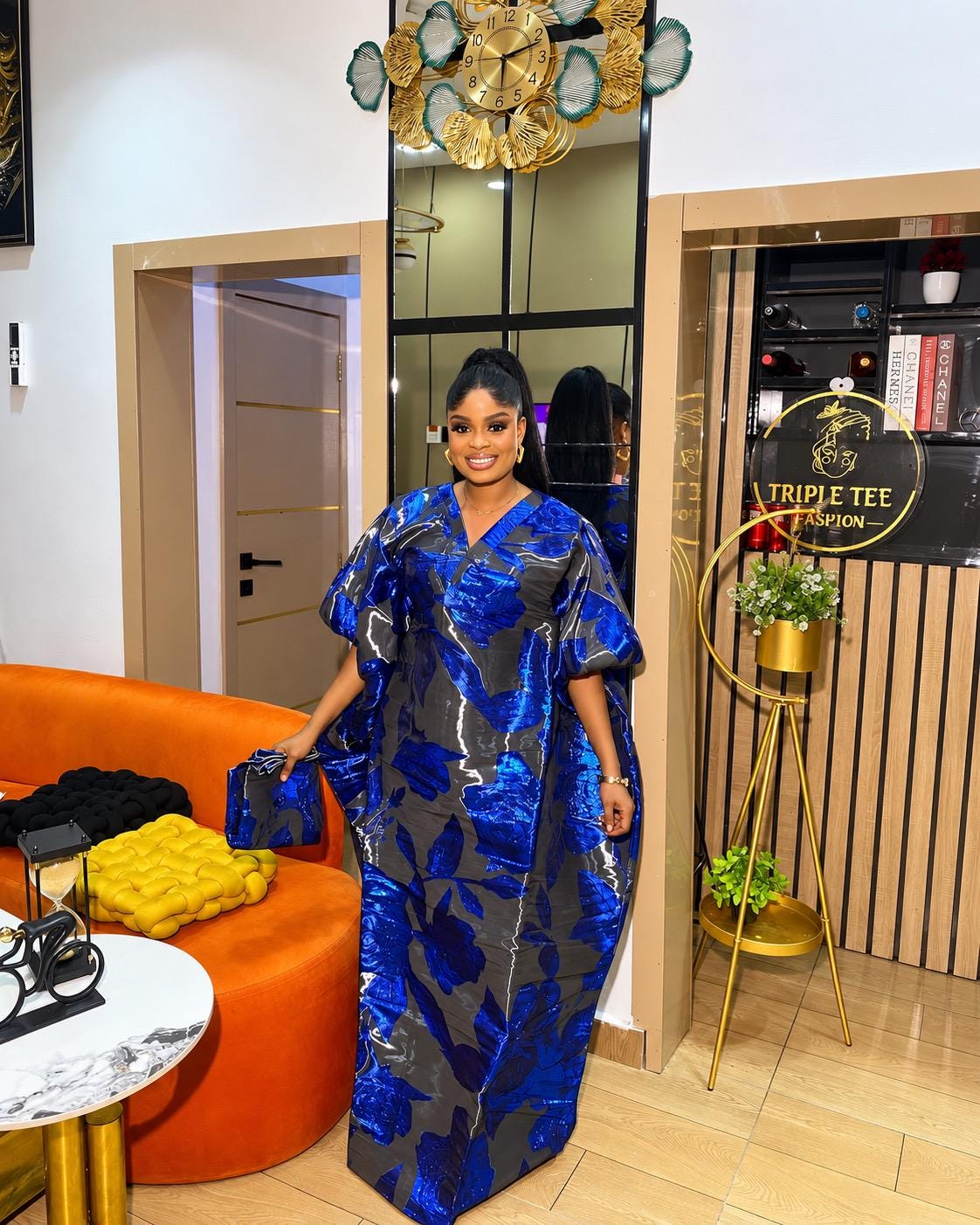 Luxury African Boubou Dress for Women, Iridescent Brocade Kaftan, One Size Free Size Maxi Gown, Inner Belt Waist, African Wedding Dress