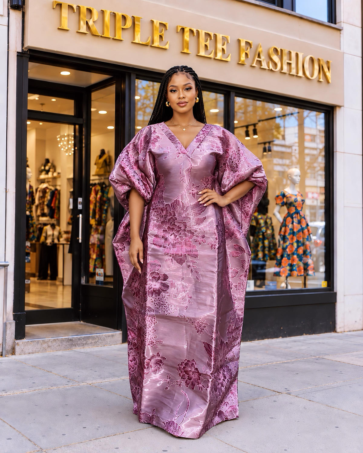 Luxury African Boubou Dress for Women, Iridescent Brocade Kaftan, One Size Free Size Maxi Gown, Inner Belt Waist, African Wedding Dress