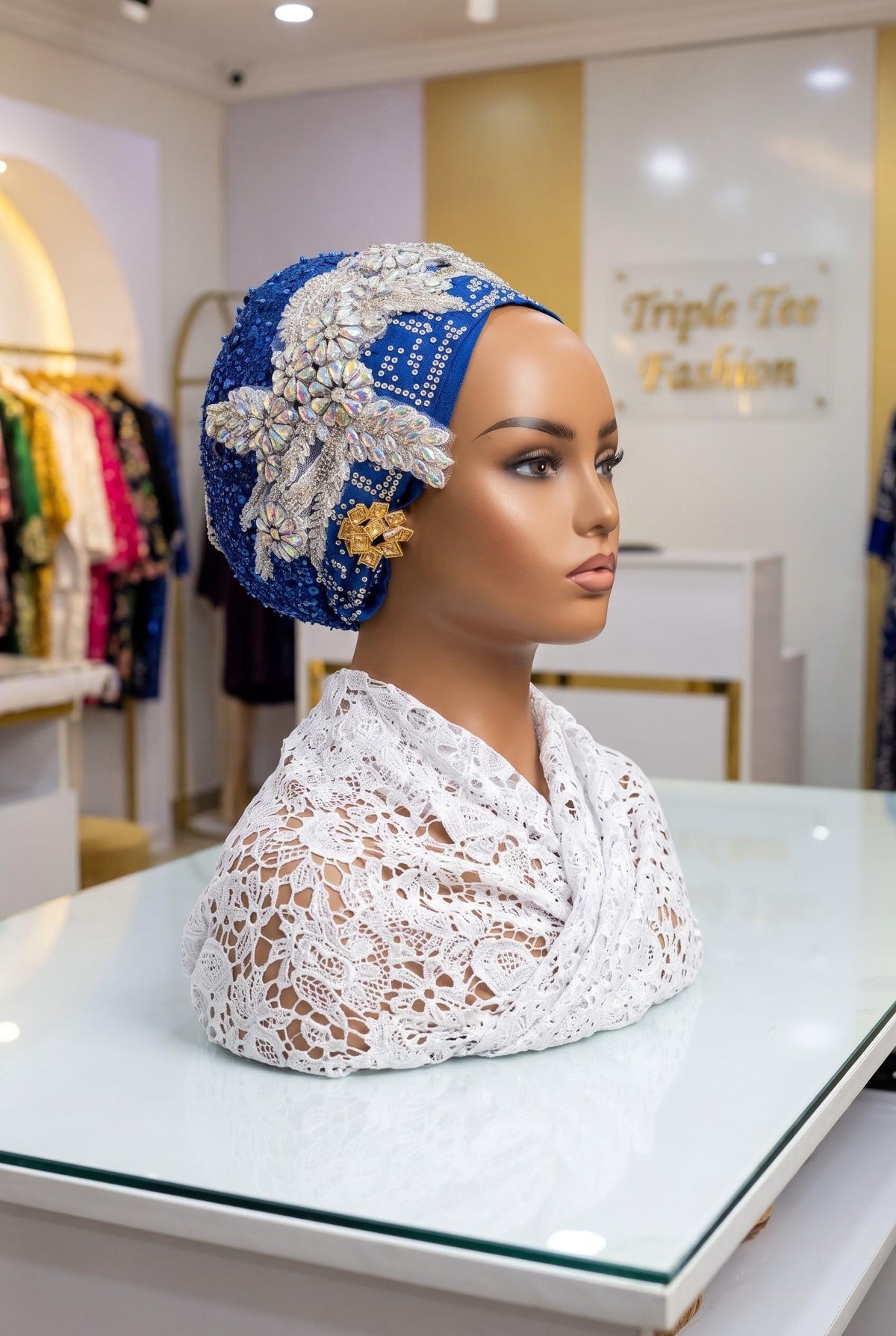 Luxury Crystal Duchess Silk Turban | Pre-Tied Headtie