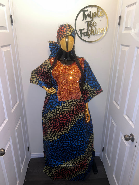 African Kampala dress| long danshiki | Kaftan| Jalabiya| African wear | Nigerian made dress| Ankara| One size fits all| plus size bubu