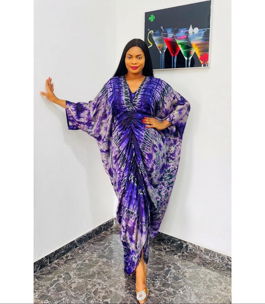 African Adire silk boubou dress| danshiki | Kaftan| Handmade African print dress | Nigerian made | Tie and Dye | Boubou| Rich aunty| Ankara