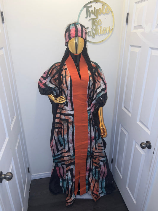 African Adire Batik Boubou dress |Inner belt bubu Kaftan| Handmade African print dress | Nigerian made | Tie and Dye | Rich aunty| Ankara