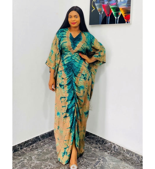 African Adire silk boubou dress| danshiki | Kaftan| Handmade African print dress | Nigerian made | Tie and Dye | Boubou| Rich aunty| Ankara