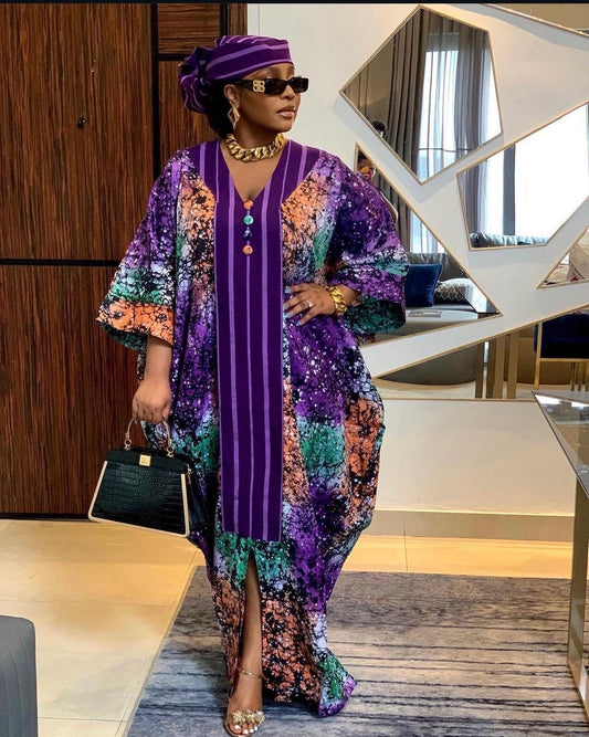 African Adire Batik Boubou dress |Inner belt bubu Kaftan| Handmade African print dress | Nigerian made | Tie and Dye | Rich aunty| Ankara