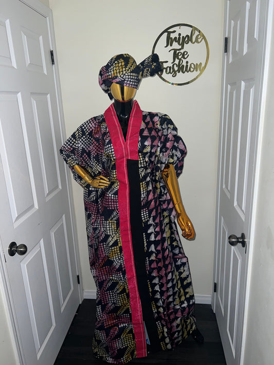 African Adire Boubou dress|Eid danshiki | Kaftan| Handmade African print dress | Nigerian made | Tie and Dye | Boubou| Rich aunty| Ankara
