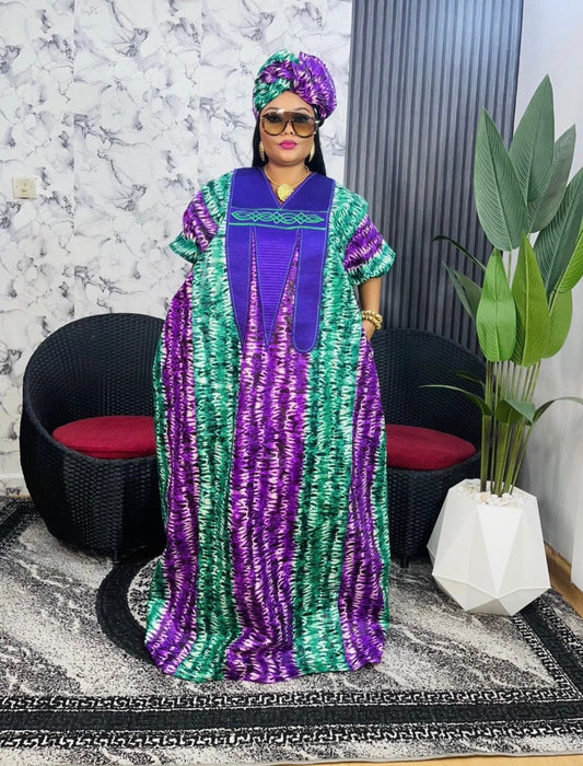 African Adire Kampala  dress boubou | Kaftan| Jalabiya| Rich aunty | Nigerian dress| Party dress| One size fits all| Rich Aunty Bubu