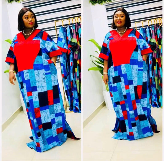African Ankara boubou | long danshiki | Kaftan| Jalabiya| Adire | Ankara| Nigerian made| Kaftan| Modest dress| Ramadan| Rich Aunty