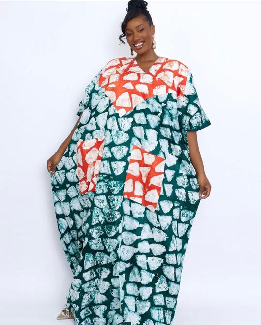 African Adire Batik dress| danshiki | Kaftan| Handmade African print dress | Nigerian made | Tie and Dye | Boubou| Rich aunty| Ankara